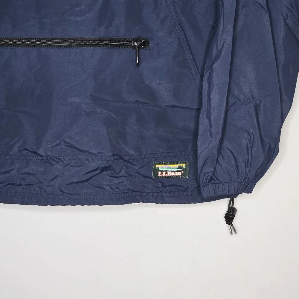 Vintage LL Bean Anorak Pullover Hooded Blue Jacket Rain Coat Windbreaker SMALL - Picture 2 of 9